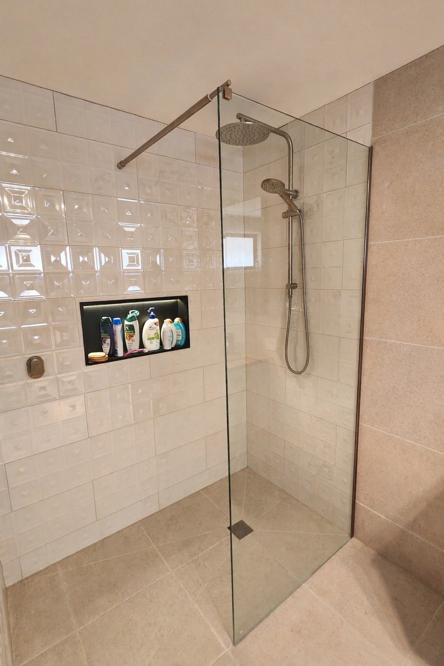 Modern shower renovation Mildura — contemporary bathroom fit-out by 2 Cuz Renos