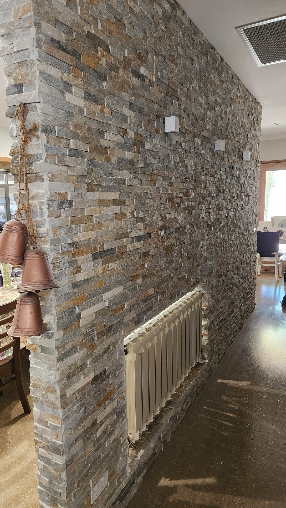 Stone feature wall installation in Mildura home renovation